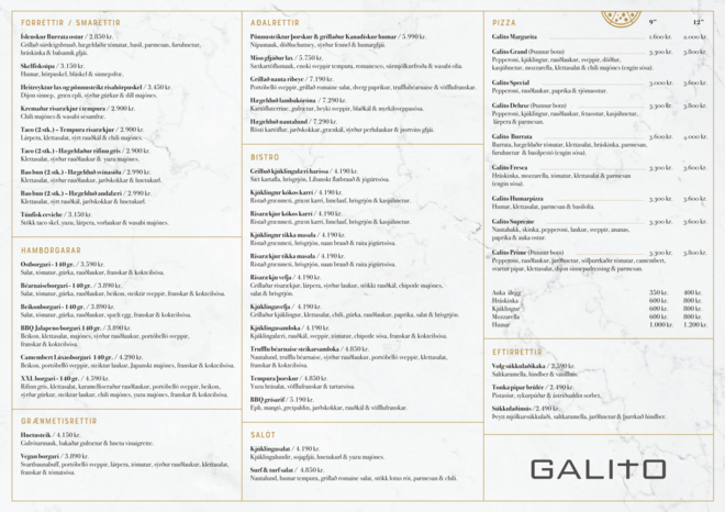 Galito - Matseðill íslenska